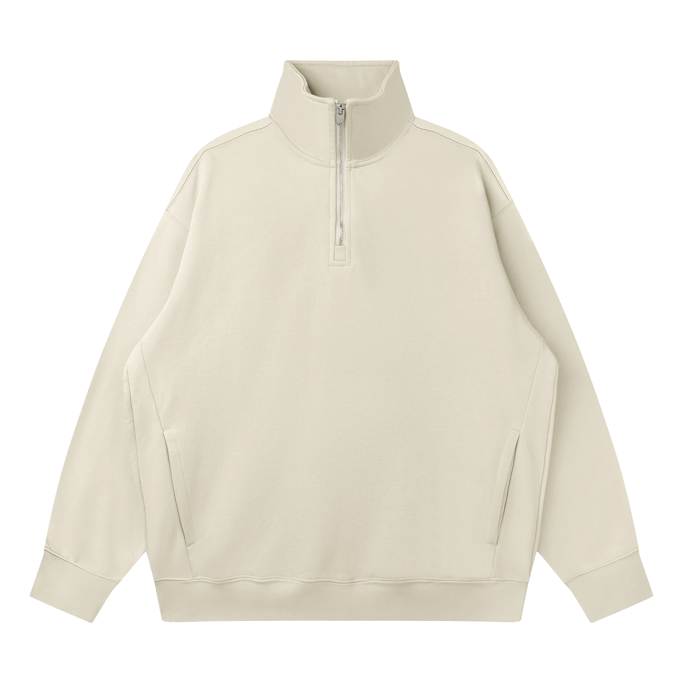 Quarter-Zip Drop-Shoulder Crewneck — 320 GSM