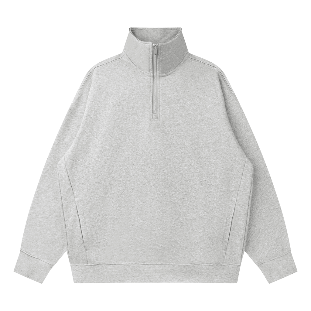 Quarter-Zip Drop-Shoulder Crewneck — 320 GSM