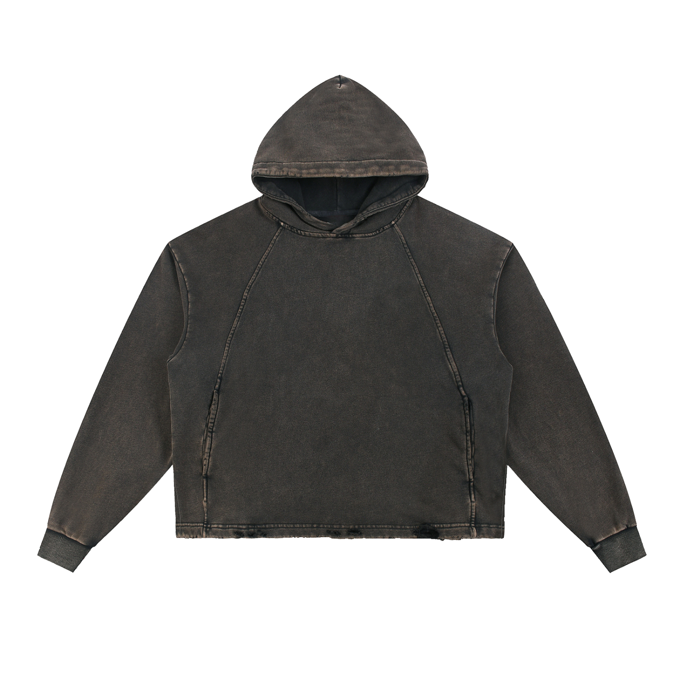 Vintage Frayed-Hem Hoodie — 340 GSM