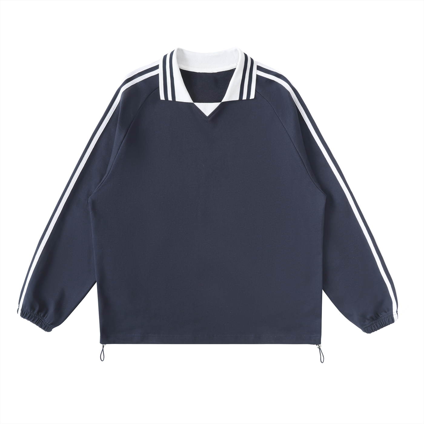 Contrast-Stripe Collar Sweatshirt — 380 GSM