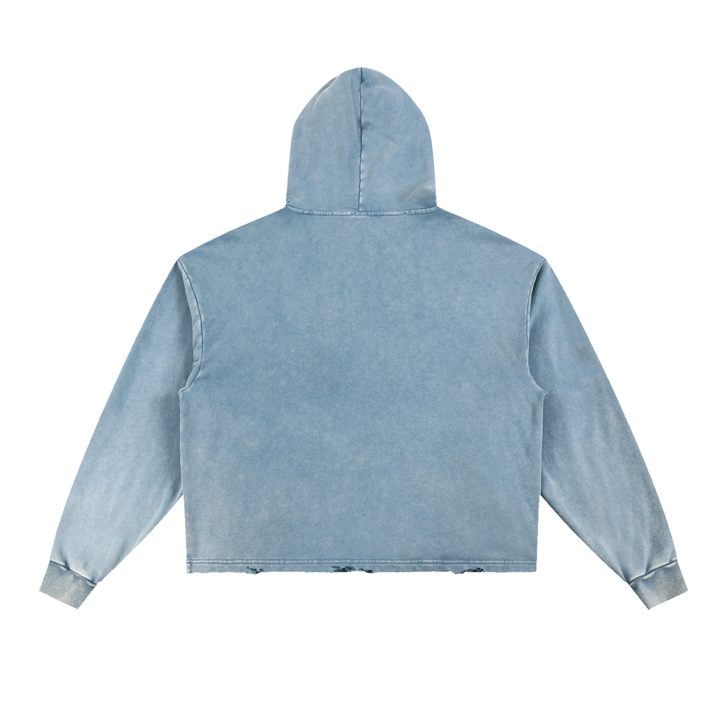 Vintage Frayed-Hem Hoodie — 340 GSM