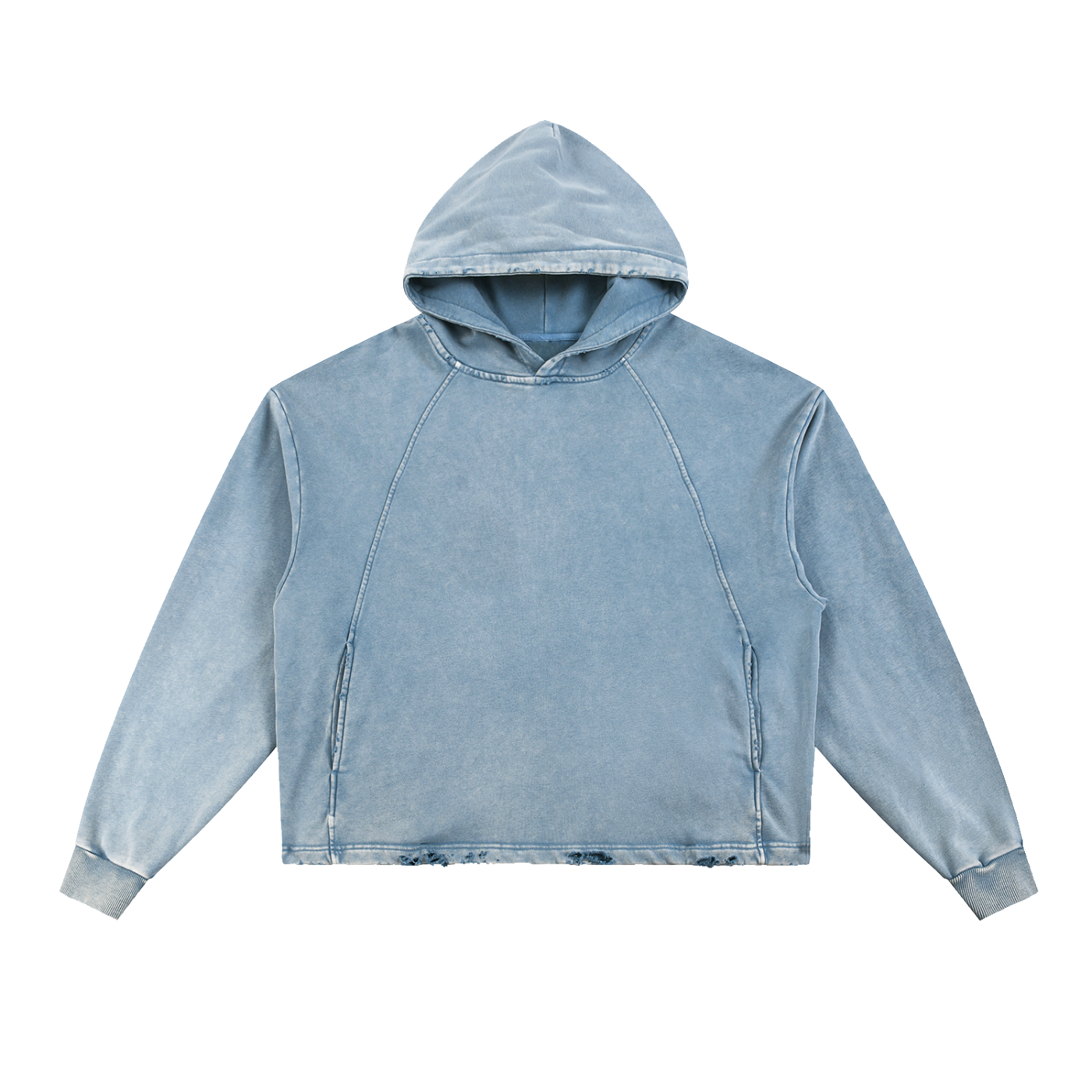 Vintage Frayed-Hem Hoodie — 340 GSM