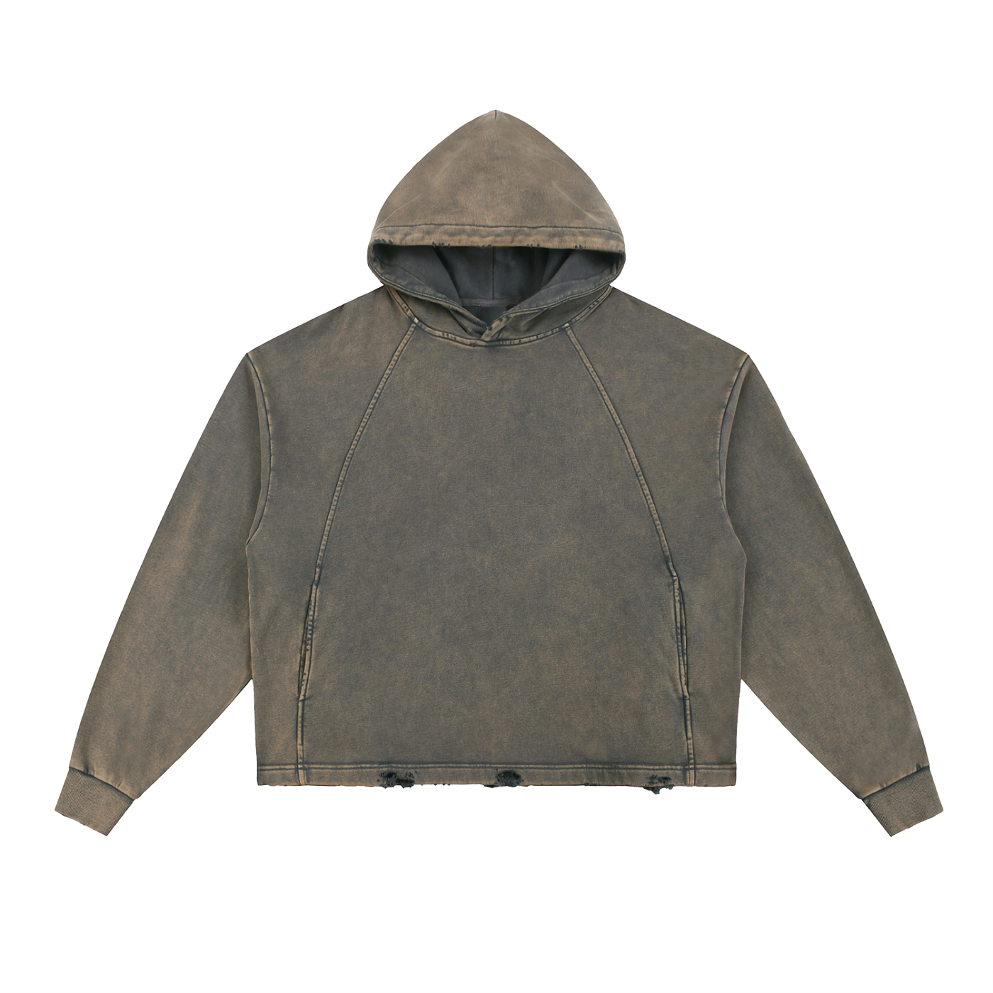 Vintage Frayed-Hem Hoodie — 340 GSM