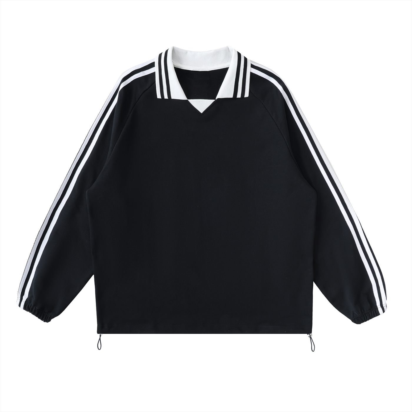 Contrast-Stripe Collar Sweatshirt — 380 GSM