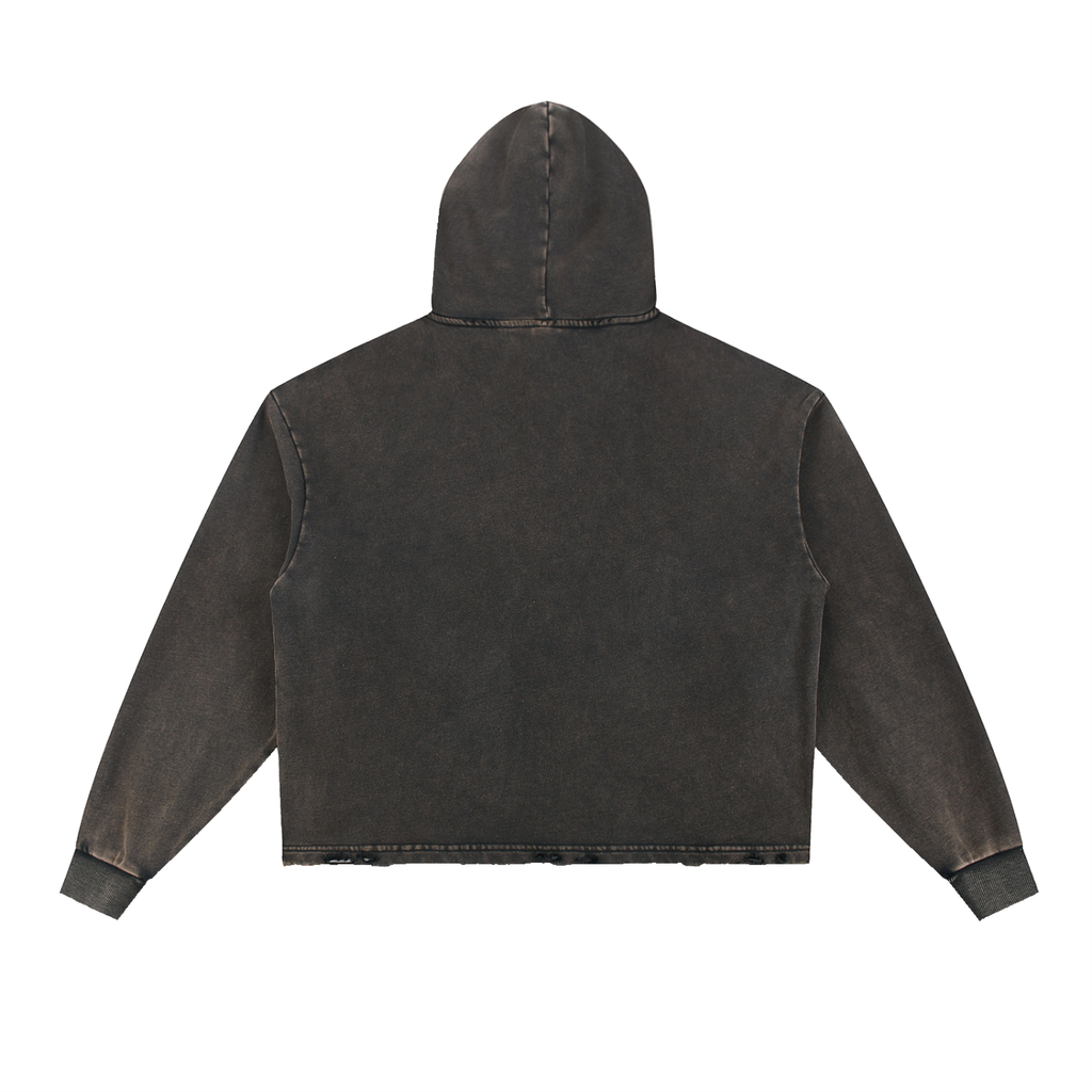 Vintage Frayed-Hem Hoodie — 340 GSM
