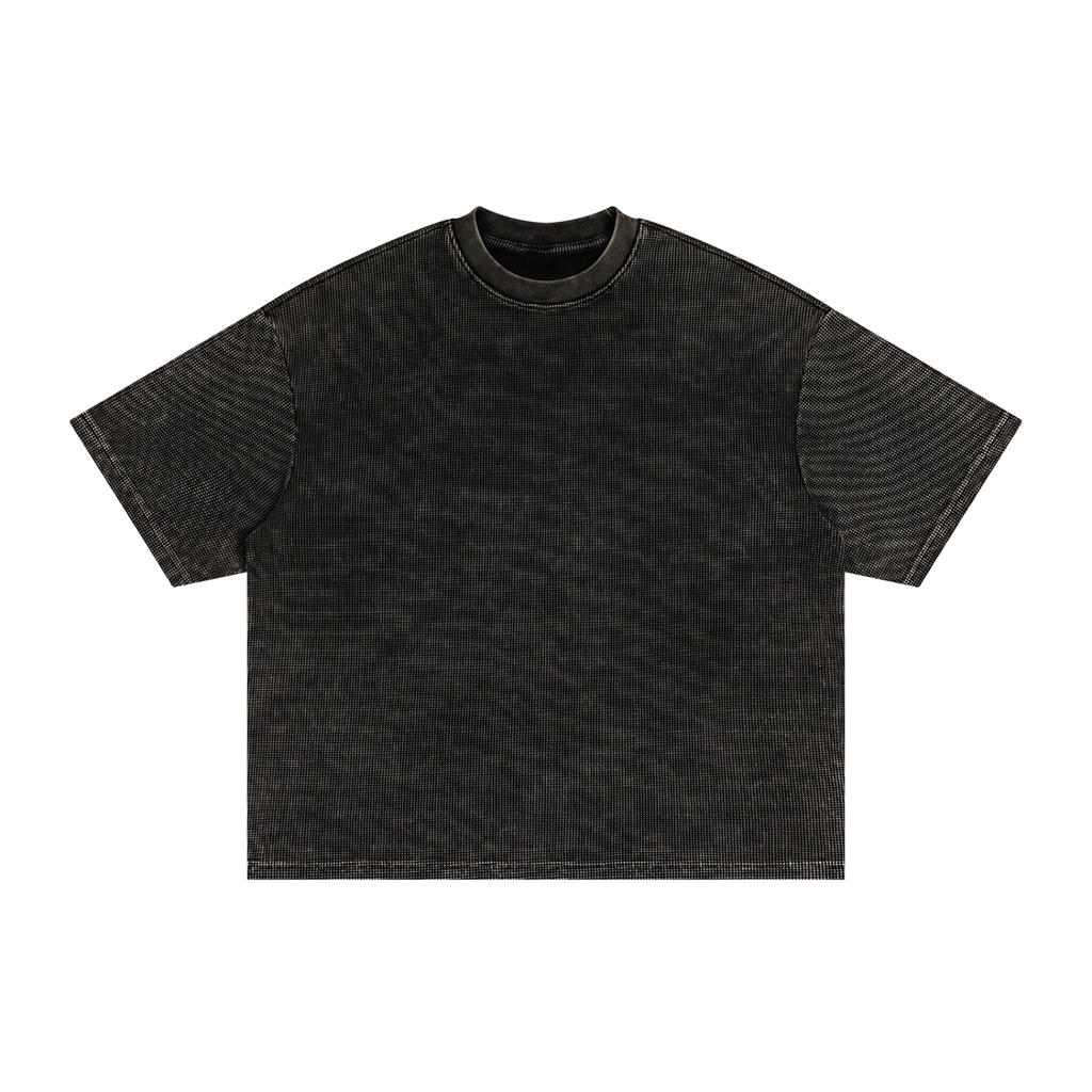 Textured Waffle-Wash Boxy Tee — 250 GSM by THR3ADS