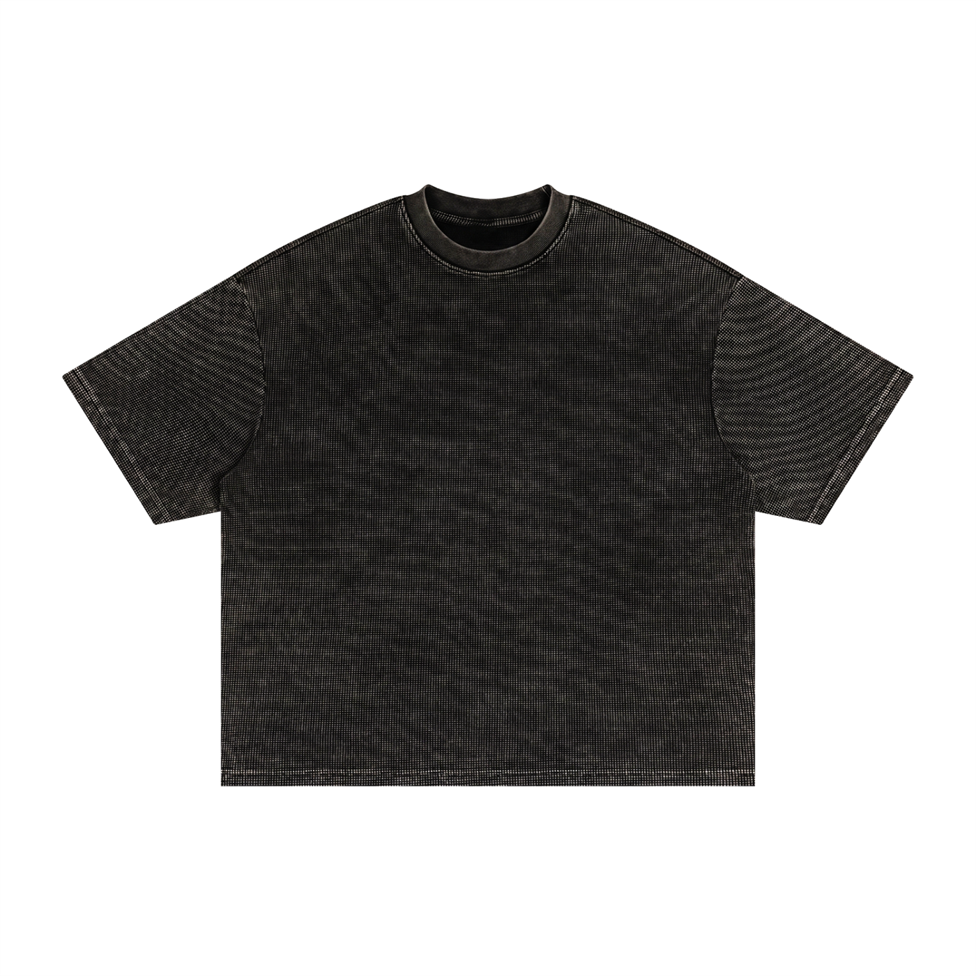 Textured Waffle-Wash Boxy Tee — 250 GSM