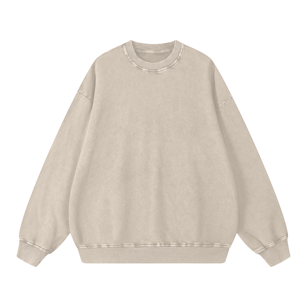 Snow-Washed Oversized Crewneck — 360 GSM
