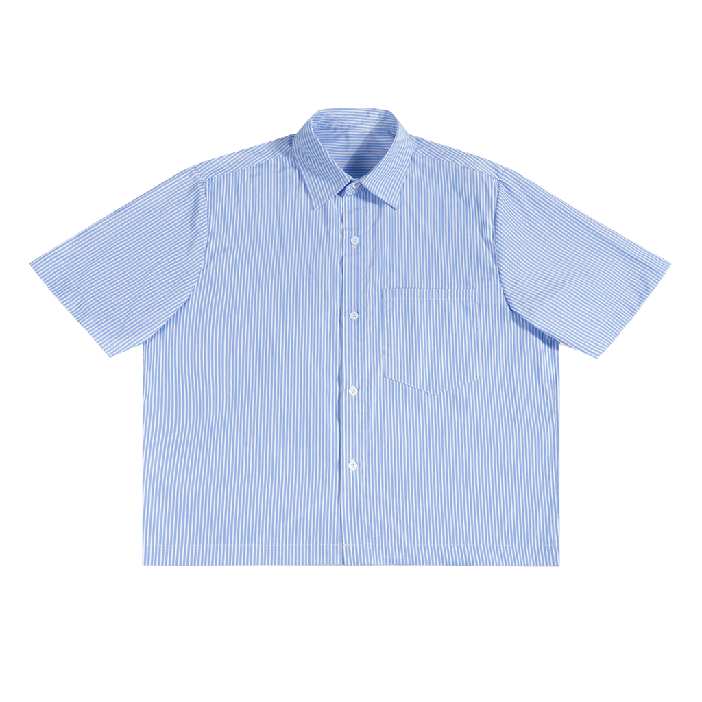 Vertical-Stripe Boxy Shirt — 100 GSM