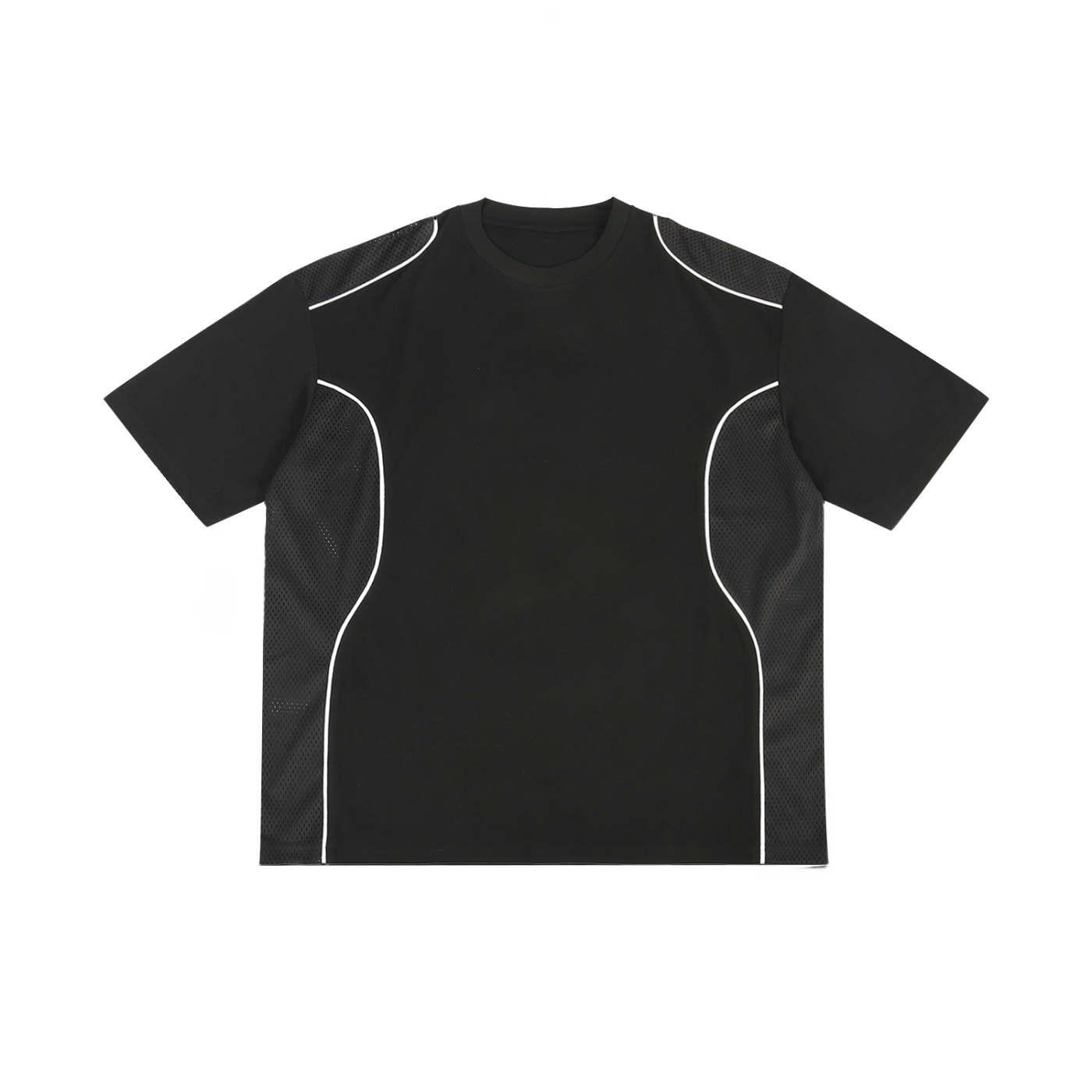 Contrast-Piped Panel Tee — 240 GSM