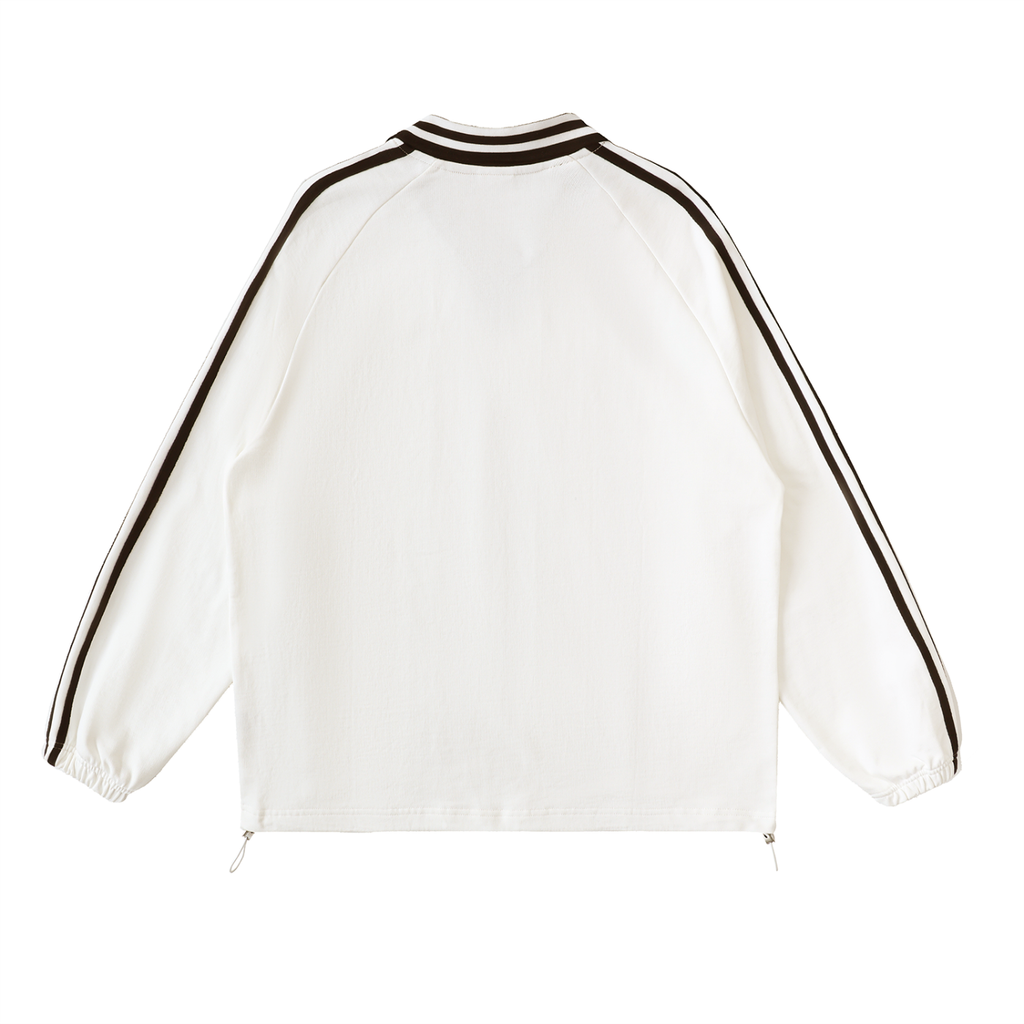 Contrast-Stripe Collar Sweatshirt — 380 GSM