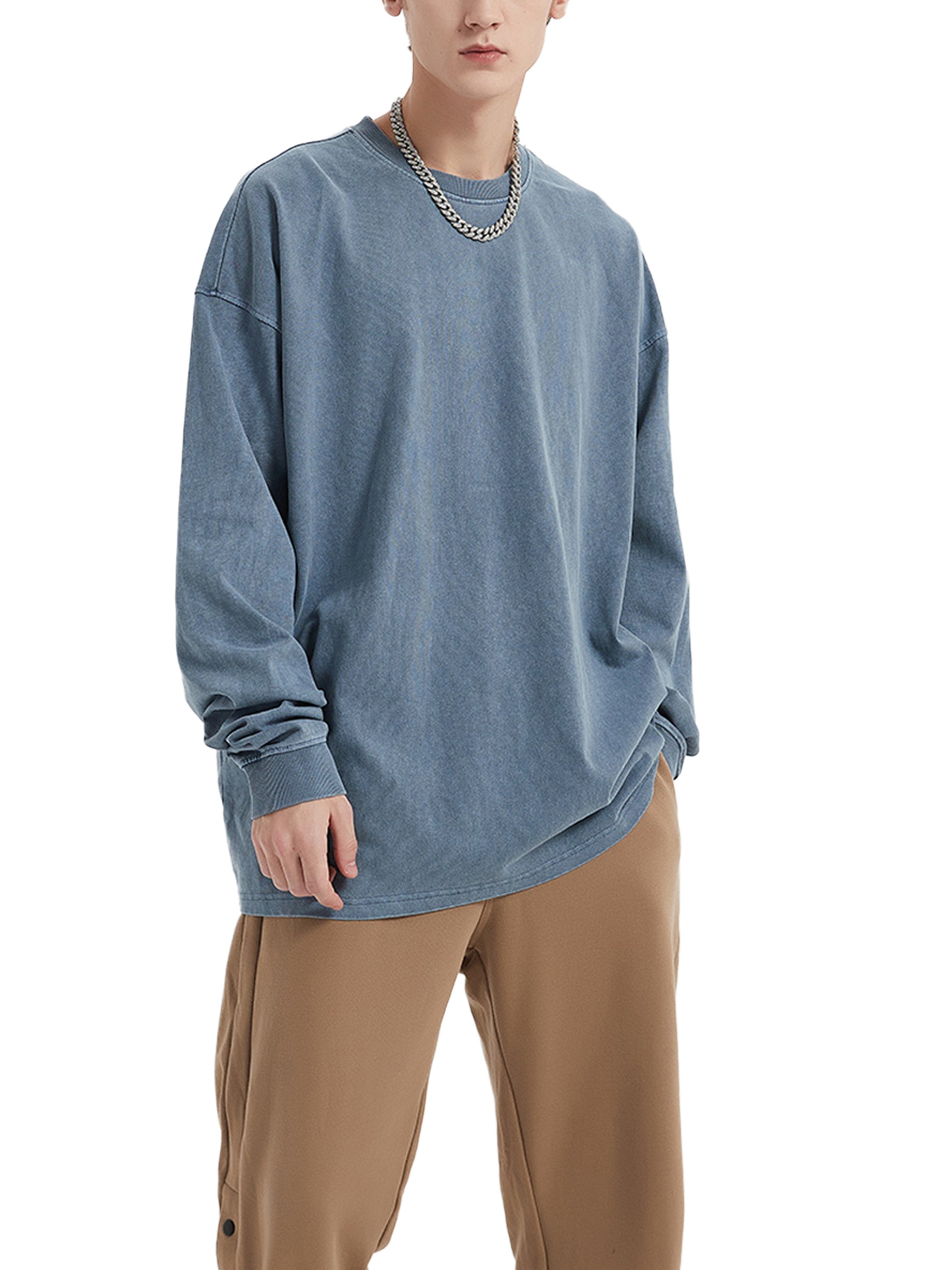 Vintage-Wash Long Sleeve — 280 GSM Washed Cotton