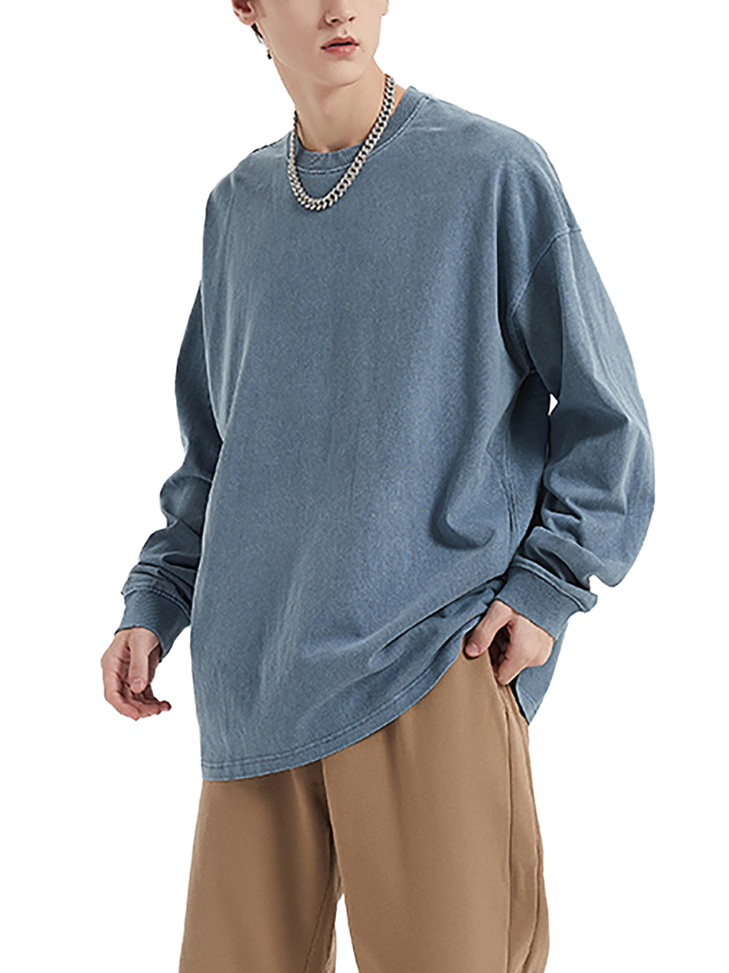 Vintage-Wash Long Sleeve — 280 GSM Washed Cotton
