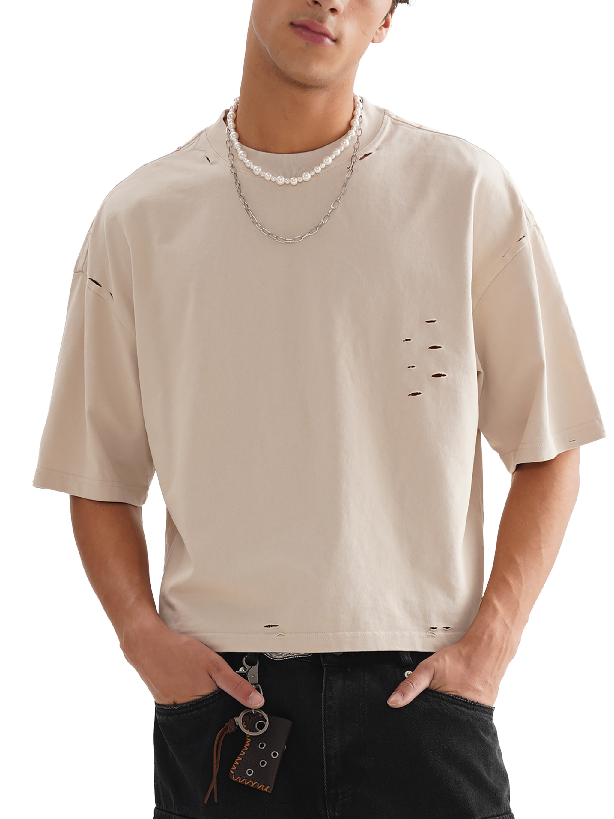 Frayed Boxy Tee — Distressed 250 GSM Finish