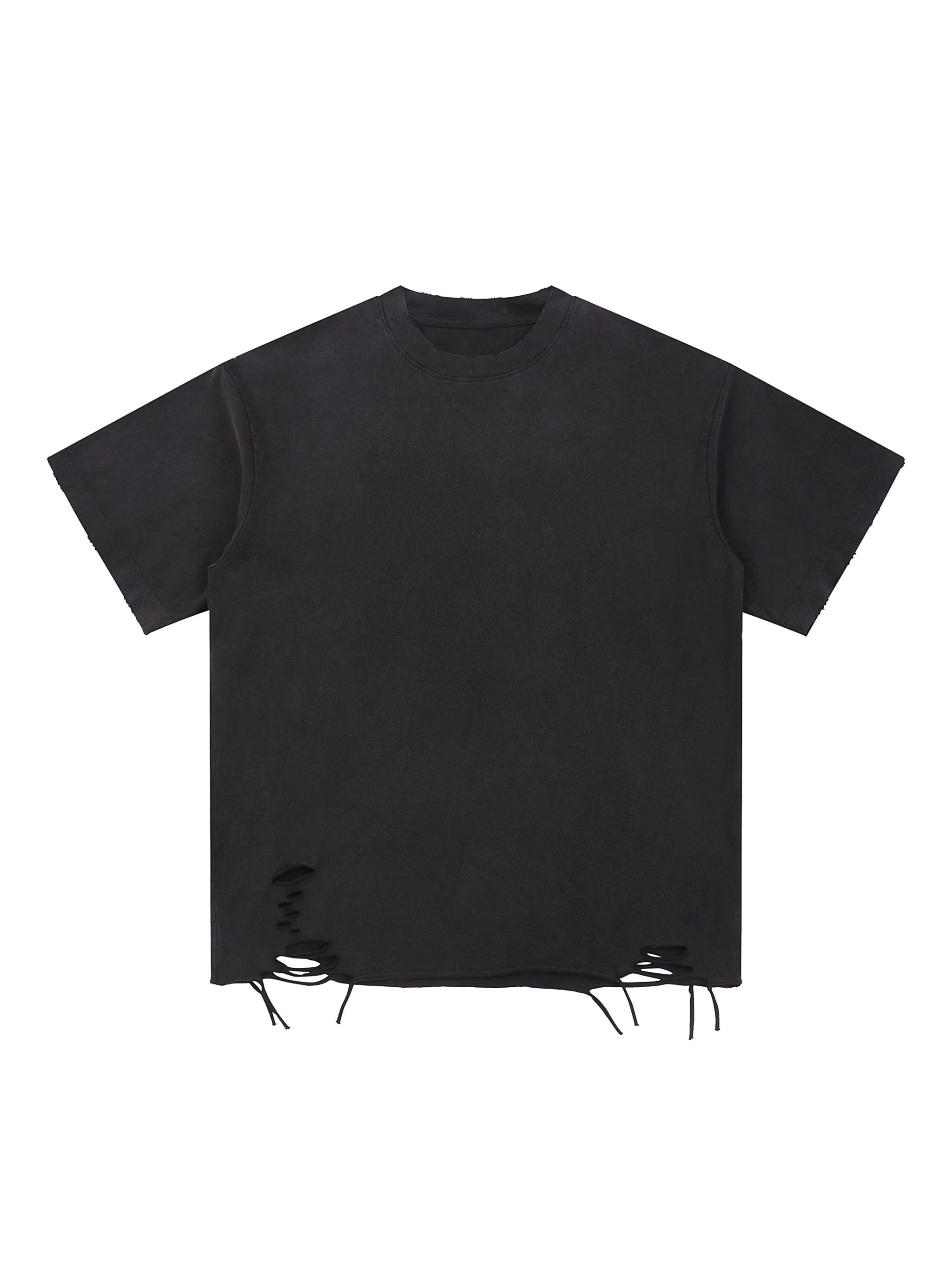 Snow-Washed Raw-Hem Tee — Distressed 270 GSM Finish by THR3ADS