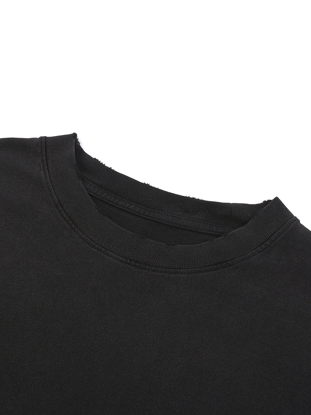 Snow-Washed Raw-Hem Tee — Distressed 270 GSM Finish