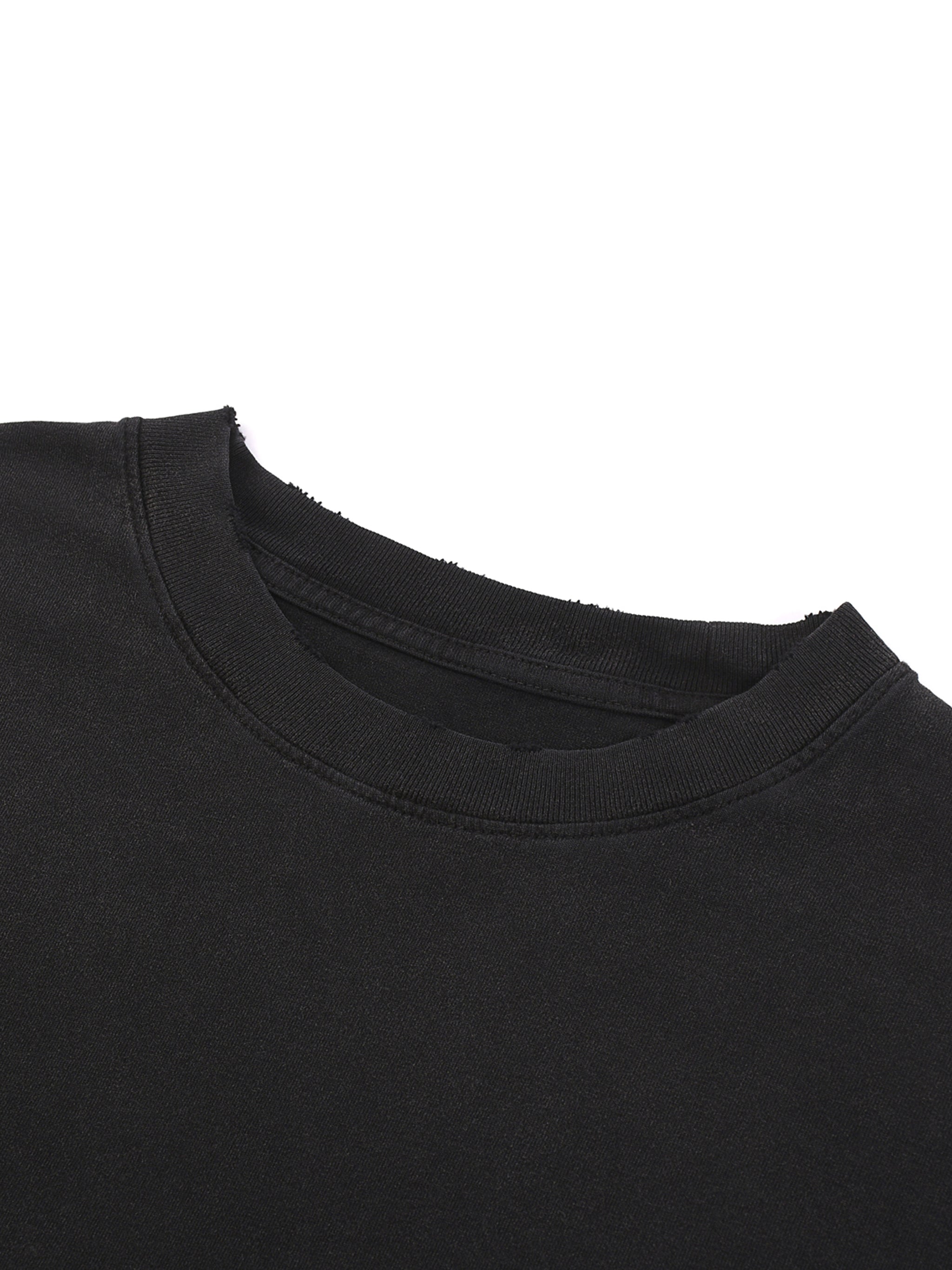 Snow-Washed Raw-Hem Tee — Distressed 270 GSM Finish