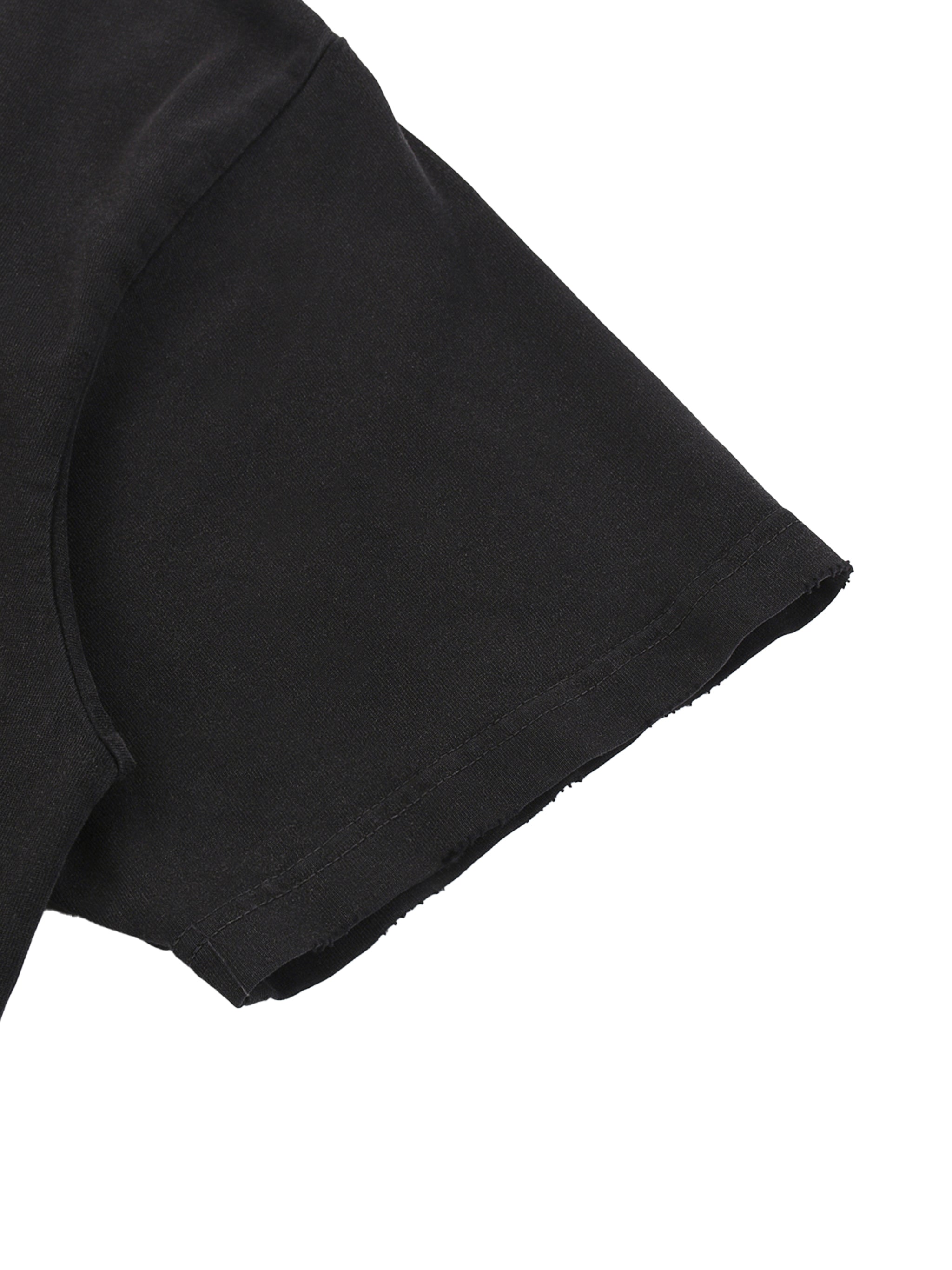 Snow-Washed Raw-Hem Tee — Distressed 270 GSM Finish
