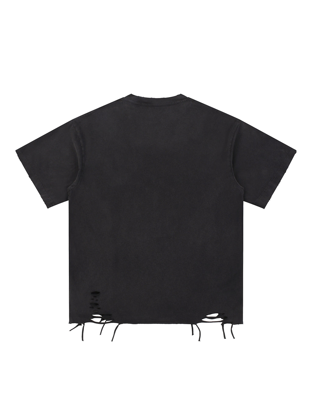 Snow-Washed Raw-Hem Tee — Distressed 270 GSM Finish
