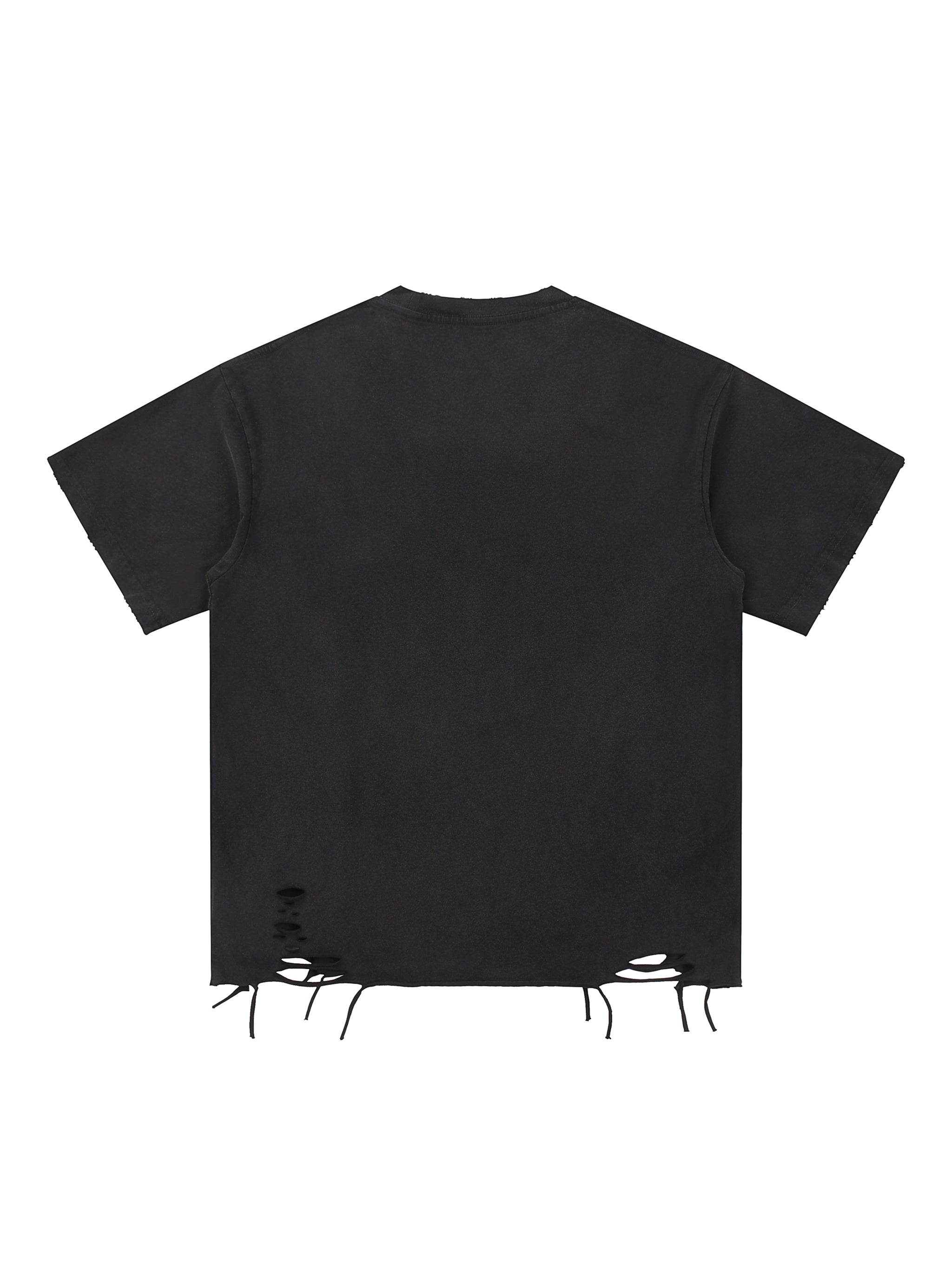 Snow-Washed Raw-Hem Tee — Distressed 270 GSM Finish
