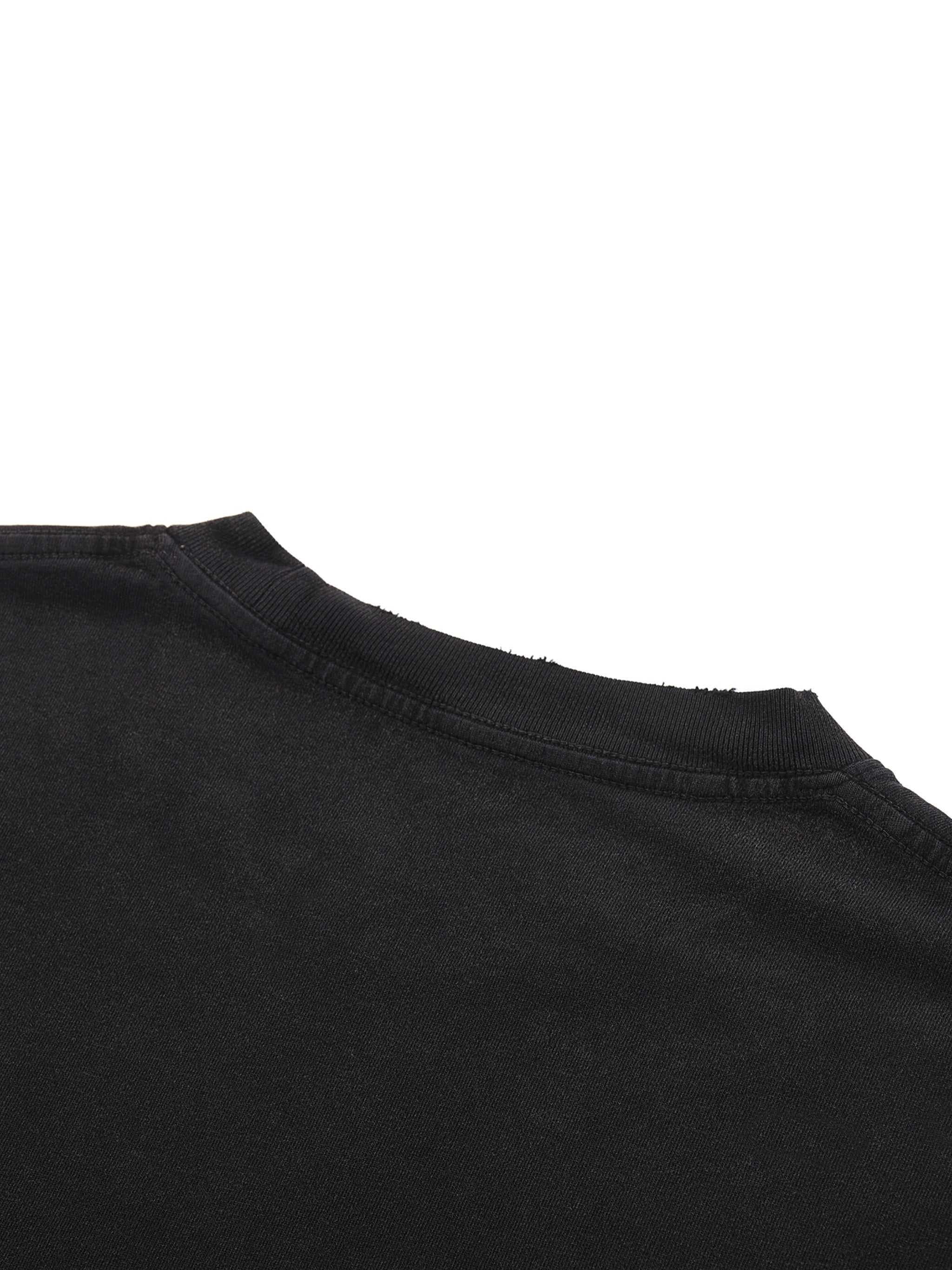 Snow-Washed Raw-Hem Tee — Distressed 270 GSM Finish
