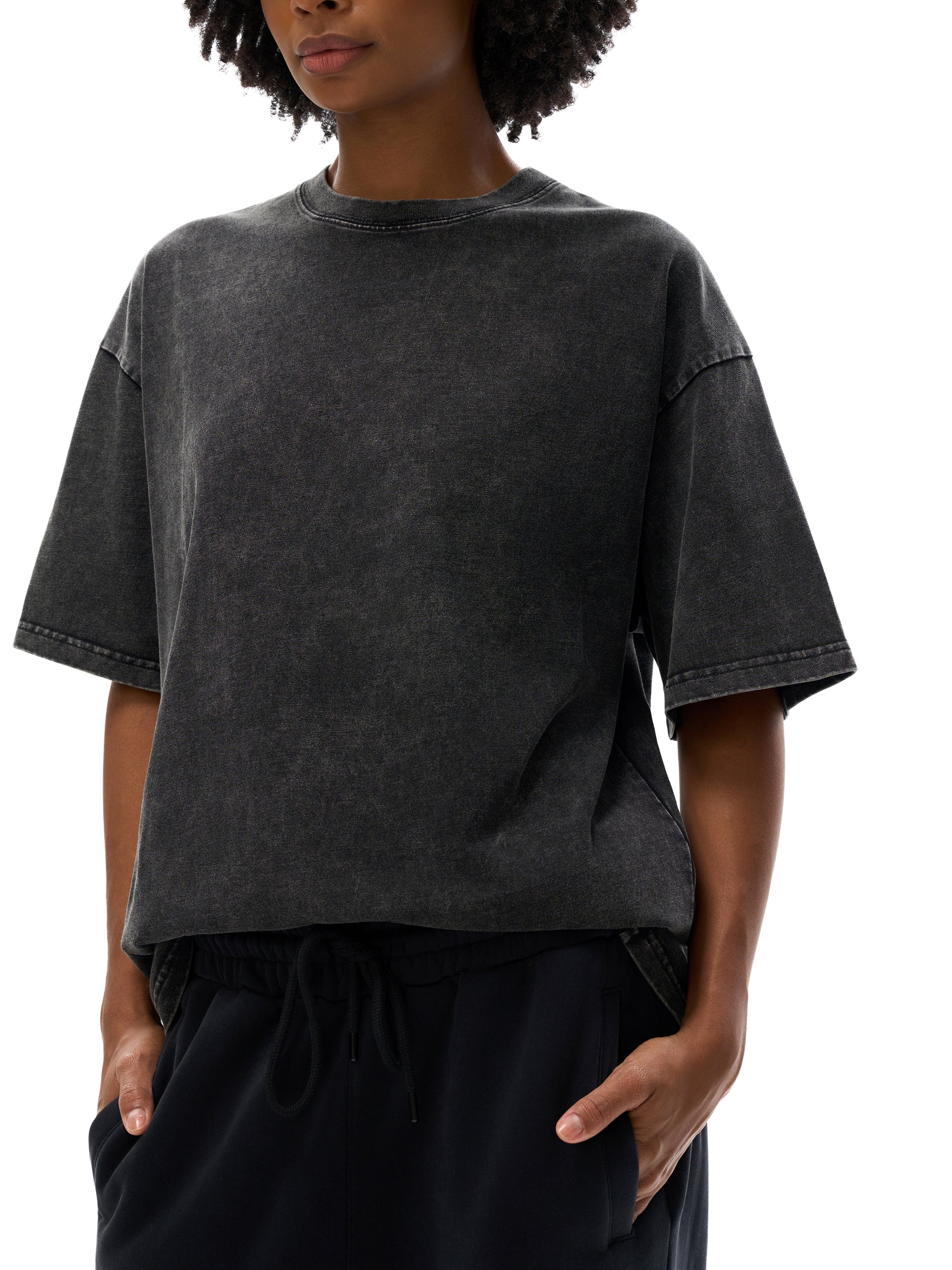 Snow-Washed Oversized Tee — Relaxed 250 GSM Cotton