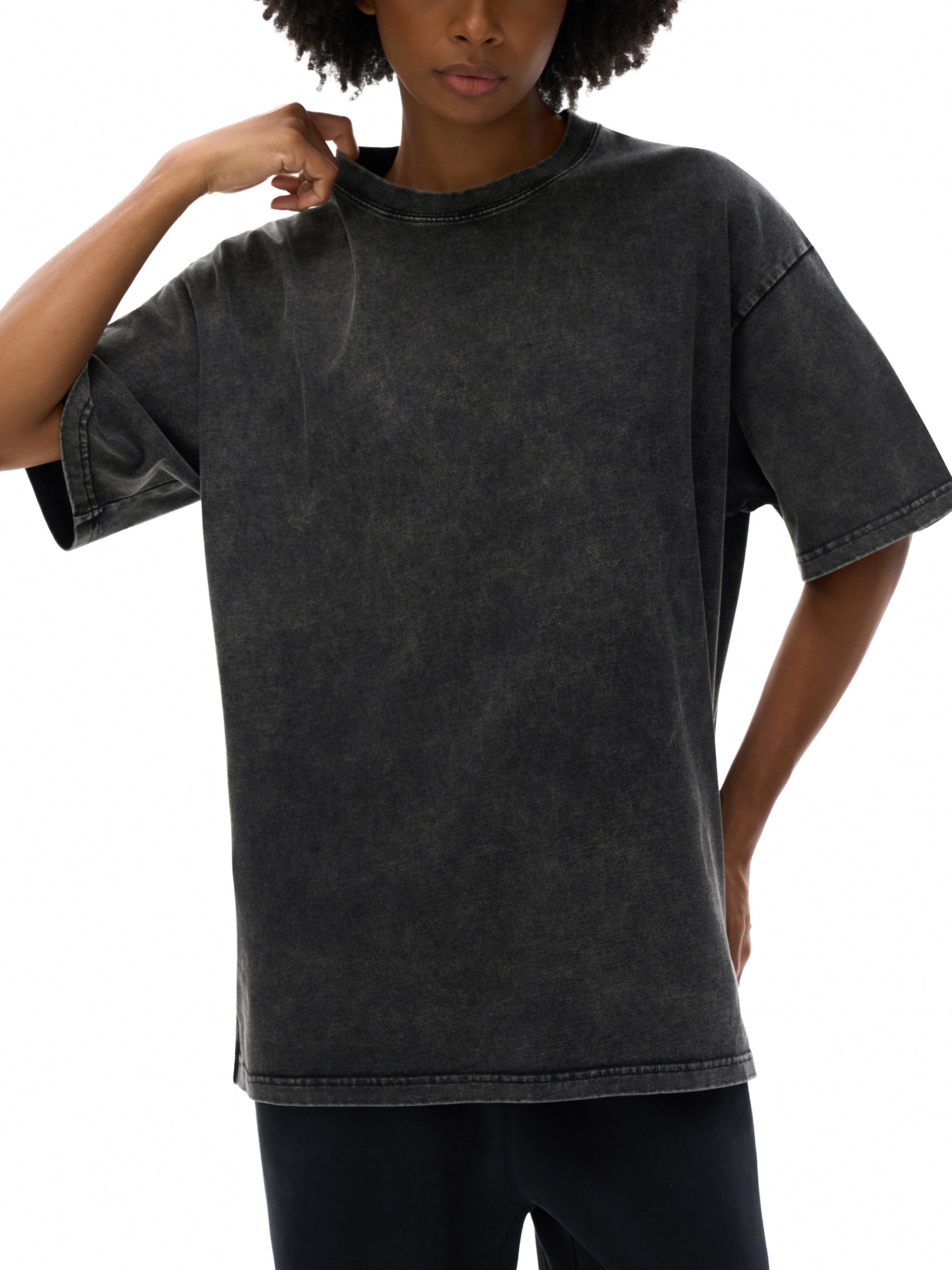 Snow-Washed Oversized Tee — Relaxed 250 GSM Cotton
