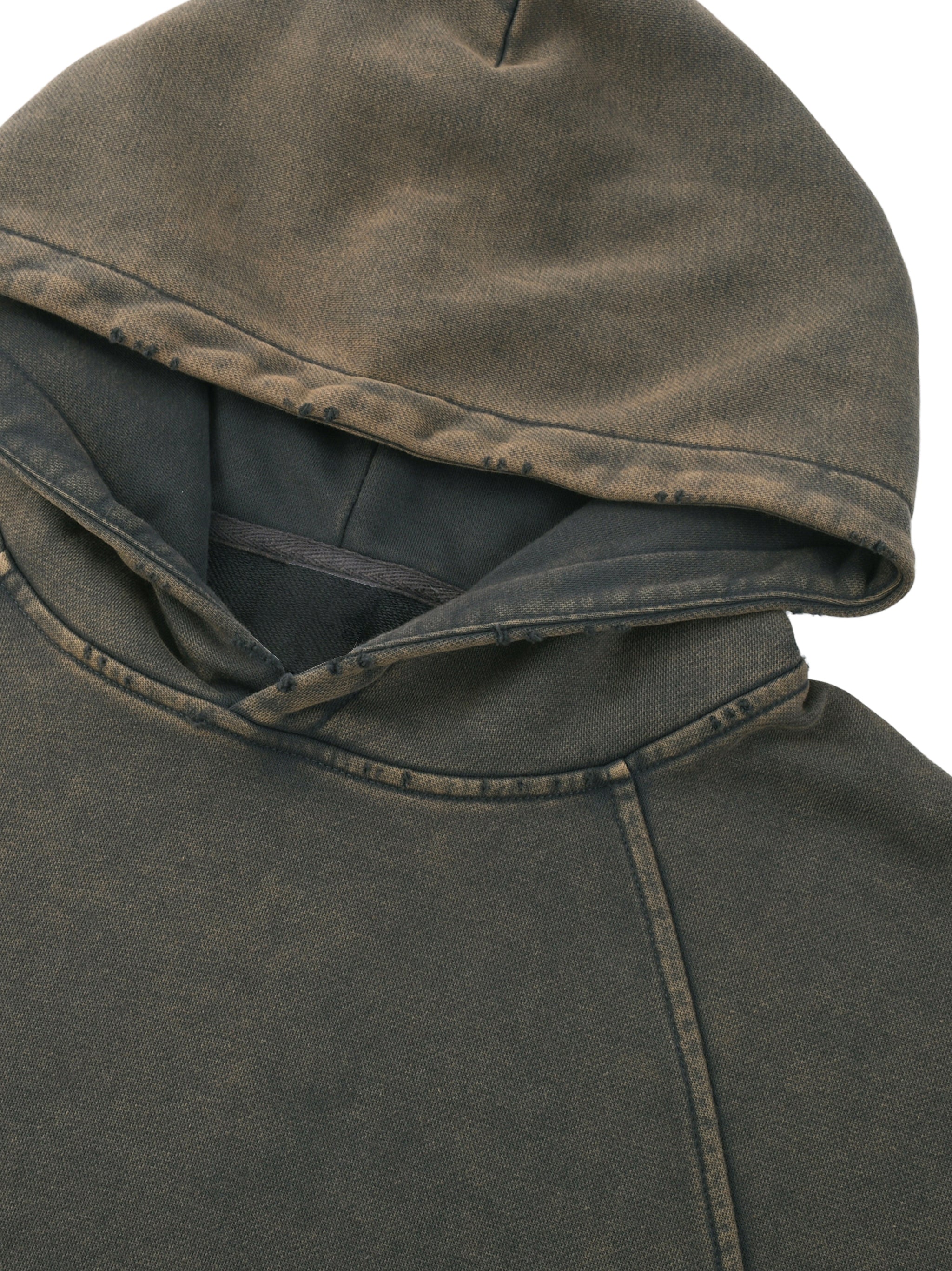 Vintage Frayed-Hem Hoodie — Worn-In 340 GSM Weight