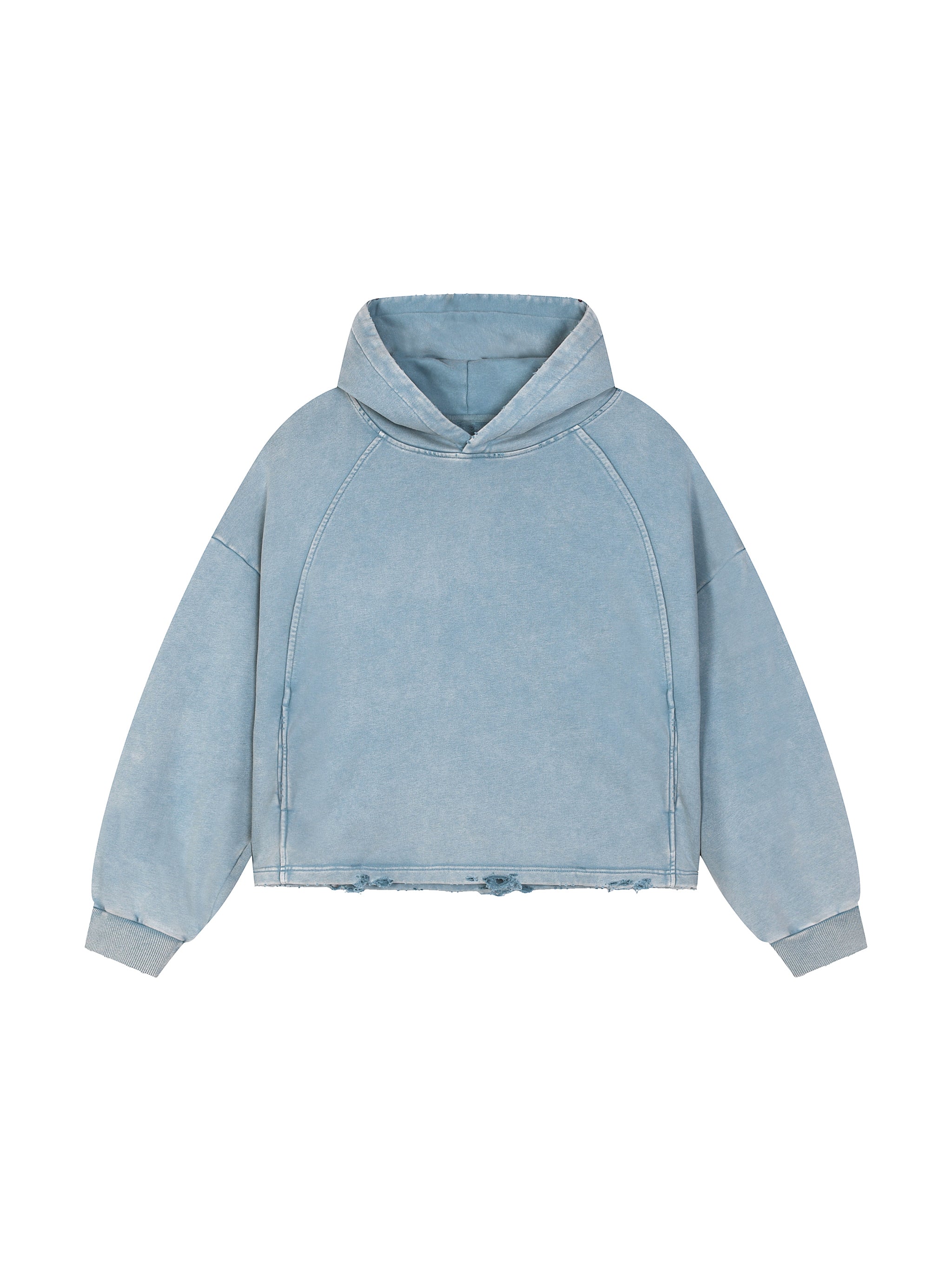 Vintage Frayed-Hem Hoodie — Worn-In 340 GSM Weight