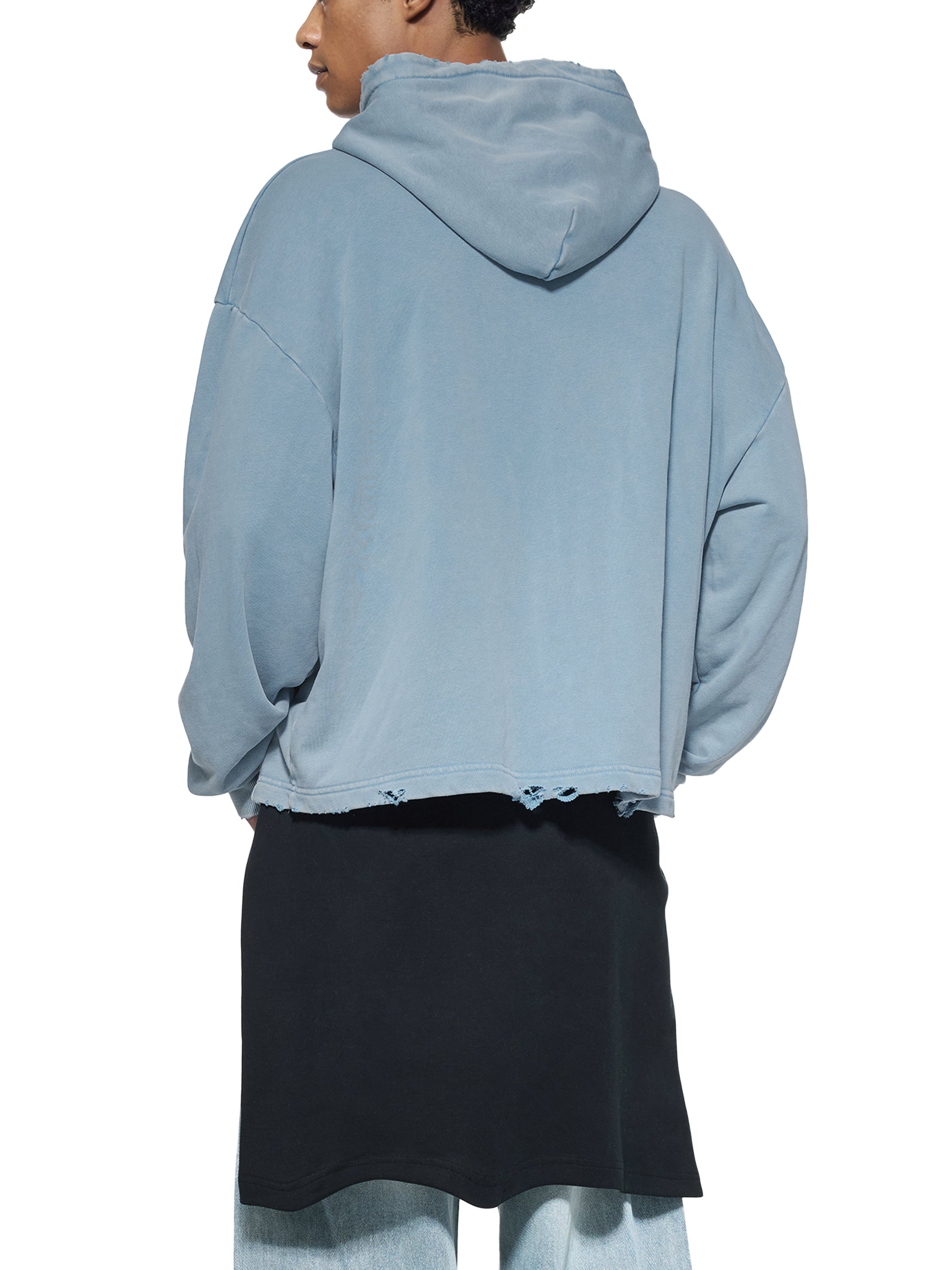 Vintage Frayed-Hem Hoodie — Worn-In 340 GSM Weight