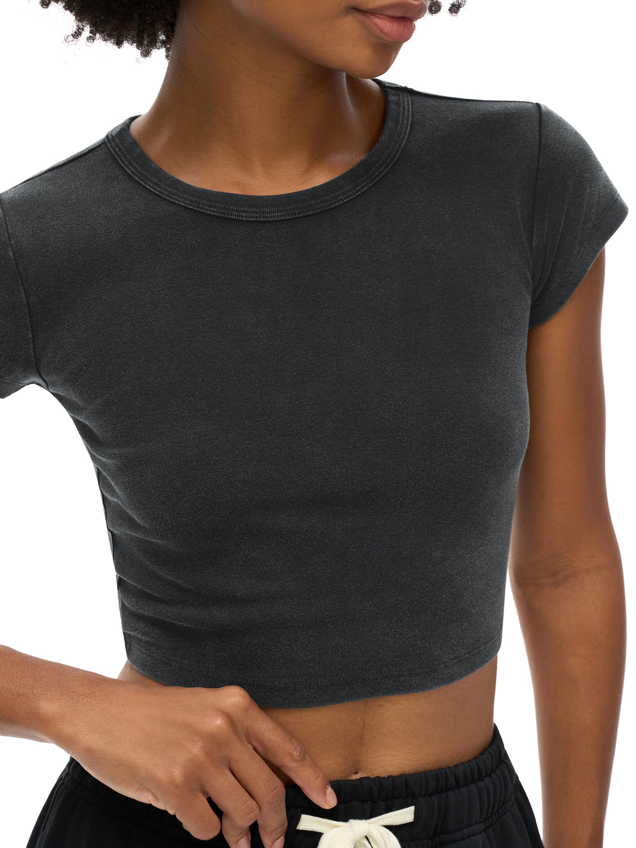 Women's Snow-Washed Crop Tee — 235 GSM